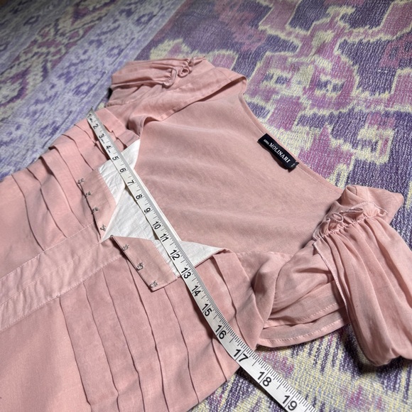 Anna Molinari Womens Mini Dress Ruffle Pleated Short Sleeve Lace Lined in Peach - Picture 15 of 16